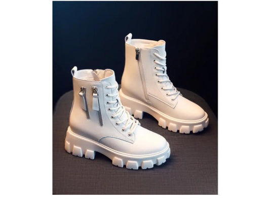 Combat Μπότα Χαμηλή με Chunky Σόλα σε White