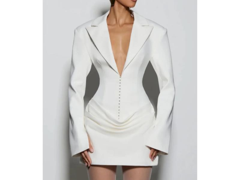 Mini Φόρεμα Blazer με Κορσέ και Βαθύ Ντεκολτέ