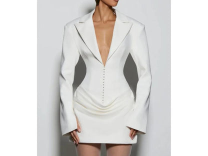Mini Φόρεμα Blazer με Κορσέ και Βαθύ Ντεκολτέ