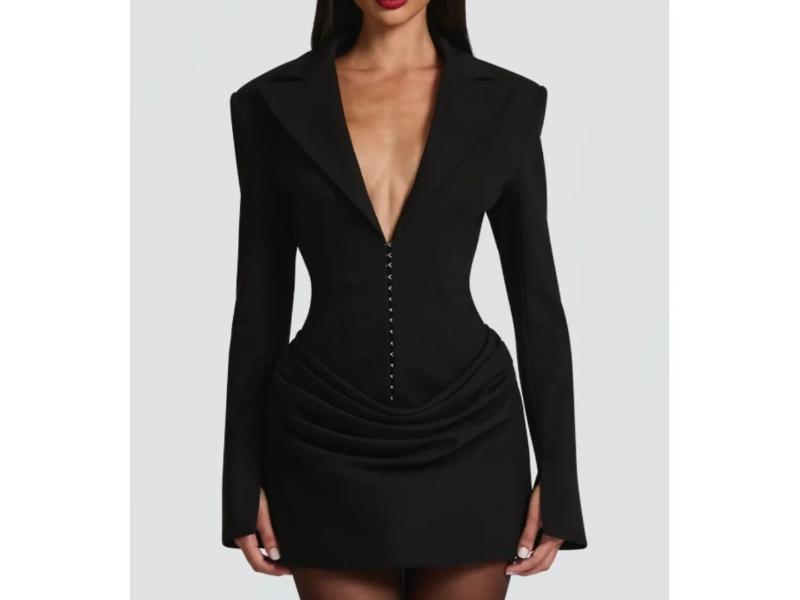Mini Φόρεμα Blazer με Κορσέ και Βαθύ Ντεκολτέ