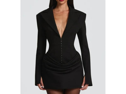 Mini Φόρεμα Blazer με Κορσέ και Βαθύ Ντεκολτέ