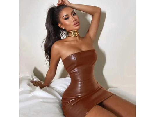 Mini Strapless Φόρεμα Δερματίνη