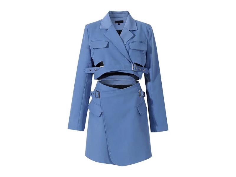 Σετ Blazer και Μίνι Φούστα με Ζώνες