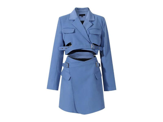 Σετ Blazer και Μίνι Φούστα με Ζώνες