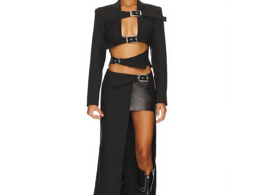 Crop Blazer με Cut-Out και Ζώνες