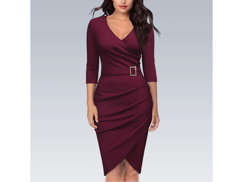 Κρουαζέ Midi Φόρεμα με Ζώνη