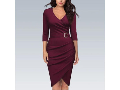 Κρουαζέ Midi Φόρεμα με Ζώνη