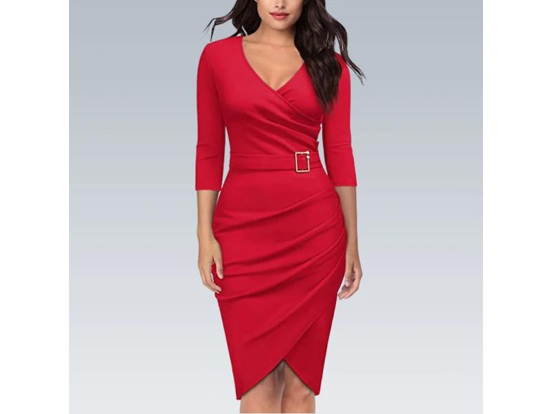 Κρουαζέ Midi Φόρεμα με Ζώνη