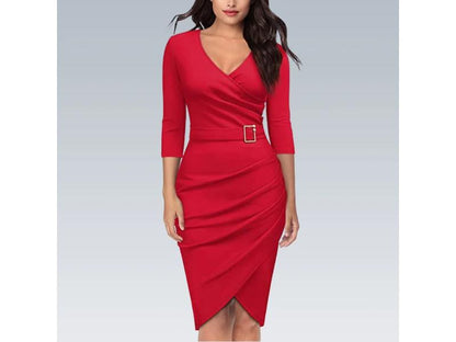 Κρουαζέ Midi Φόρεμα με Ζώνη