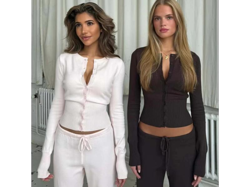 Σετ Rib Knit Τοπ και Παντελόνι