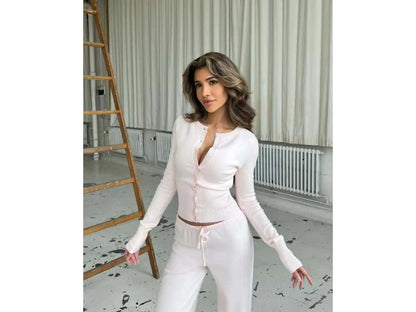 Σετ Rib Knit Τοπ και Παντελόνι