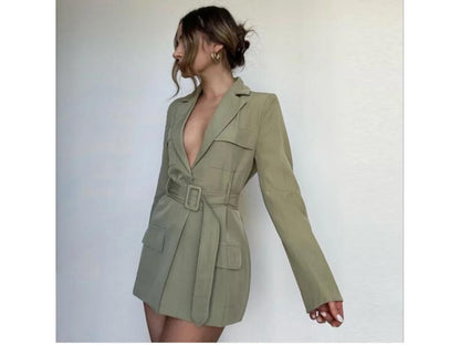 Mini Φόρεμα Blazer με Ζώνη