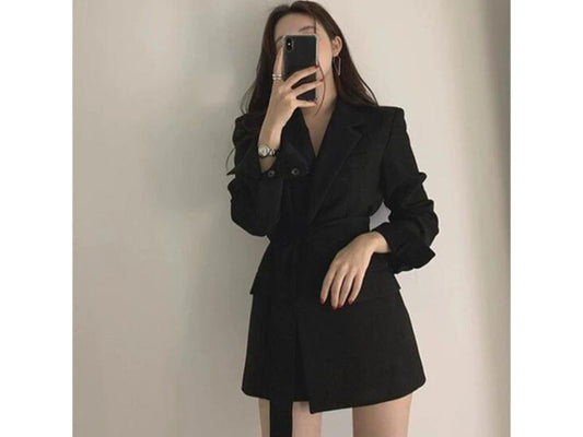 Mini Φόρεμα Blazer με Δέσιμο στη Μέση