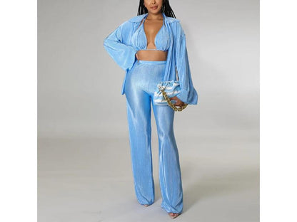 Σετ Τριών Τεμαχίων Pleated Satin