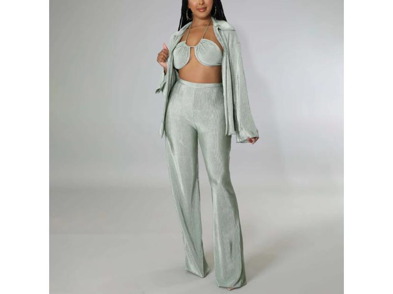 Σετ Τριών Τεμαχίων Pleated Satin