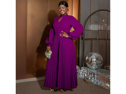 Maxi Πλισέ Φόρεμα με Μανίκια Balloon