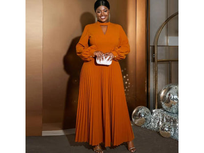 Maxi Πλισέ Φόρεμα με Μανίκια Balloon