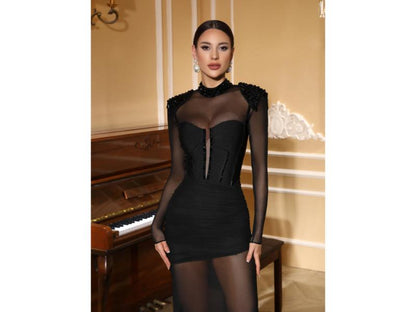 Maxi Διάφανο Φόρεμα με Κεντητές Λεπτομέρειες