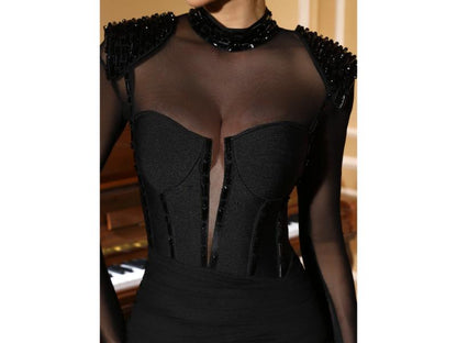 Maxi Διάφανο Φόρεμα με Κεντητές Λεπτομέρειες