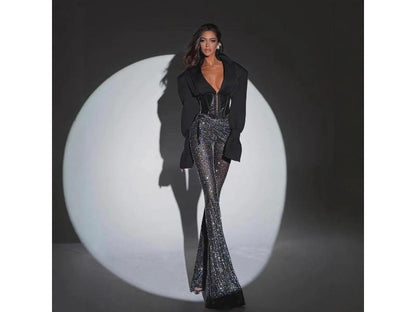 Set με Γυαλιστερό Παντελόνι και Oversized Blazer