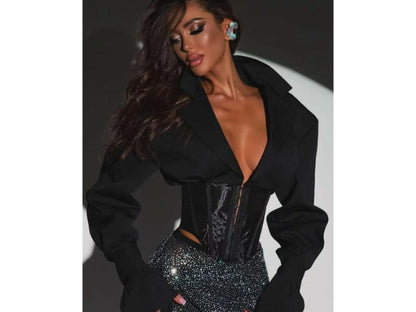 Set με Γυαλιστερό Παντελόνι και Oversized Blazer