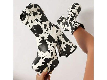 Μπότα Τακούνι Cow Print