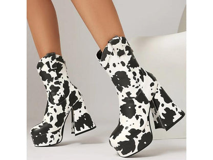 Μπότα Τακούνι Cow Print