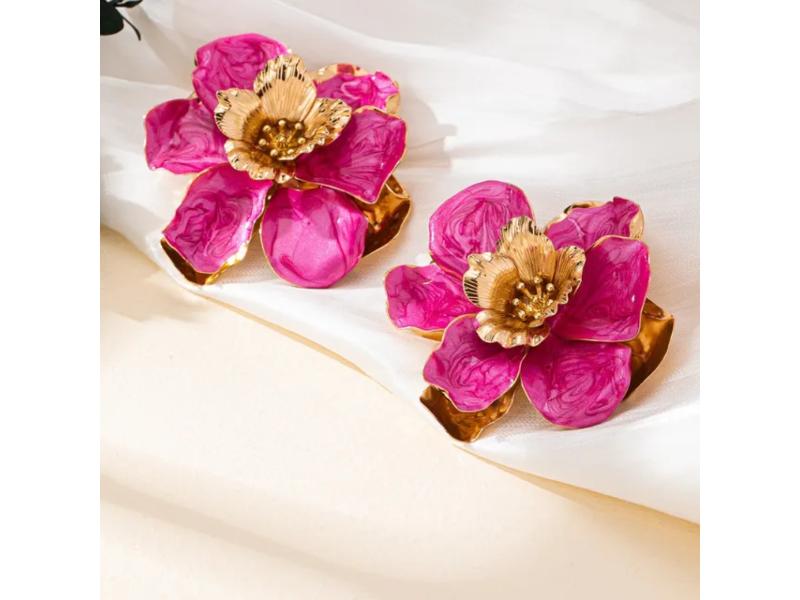 Σκουλαρίκια Pink Flower Statement