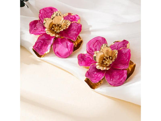 Σκουλαρίκια Pink Flower Statement