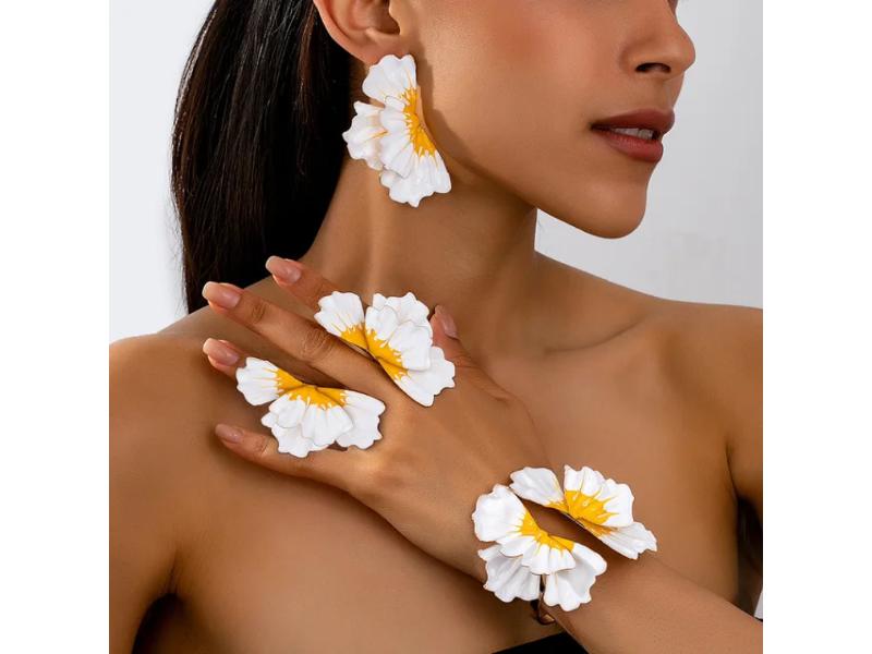 Σκουλαρίκια White Yellow Flower