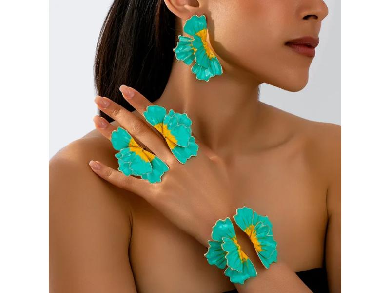 Σκουλαρίκια Turquoise Yellow Flower