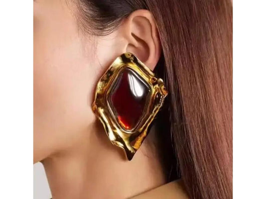 Σκουλαρίκια Gold Red Art