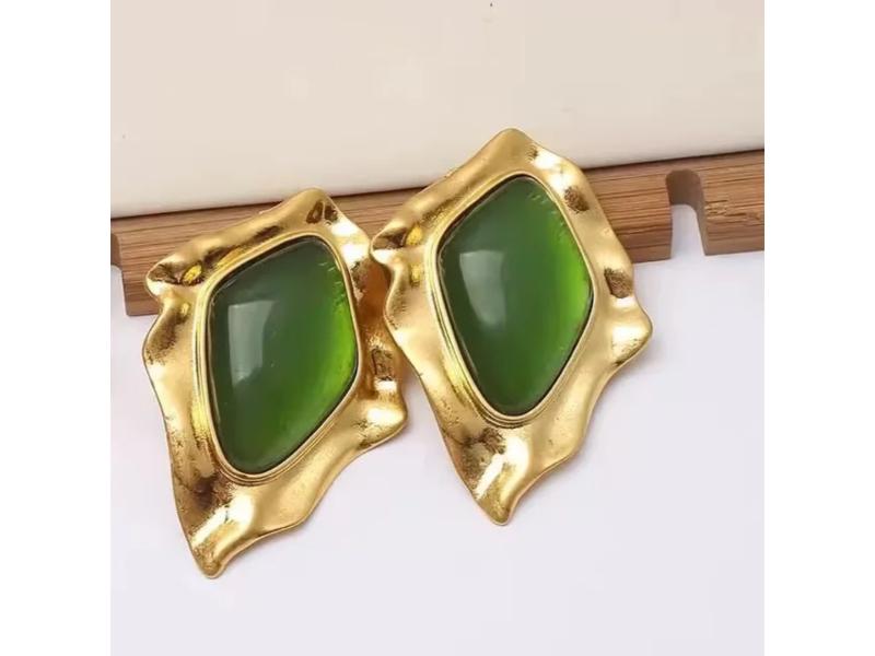 Σκουλαρίκια Gold Green Art