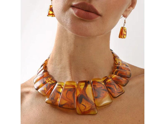 Κολιέ & Σκουλαρίκια Amber Marble