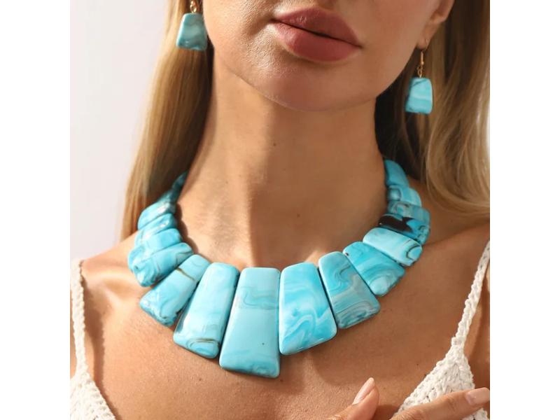 Κολιέ & Σκουλαρίκια Turquoise Marble