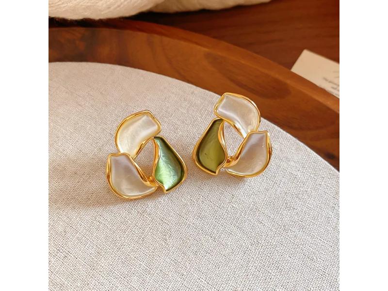 Σκουλαρίκια Petal Drop Green