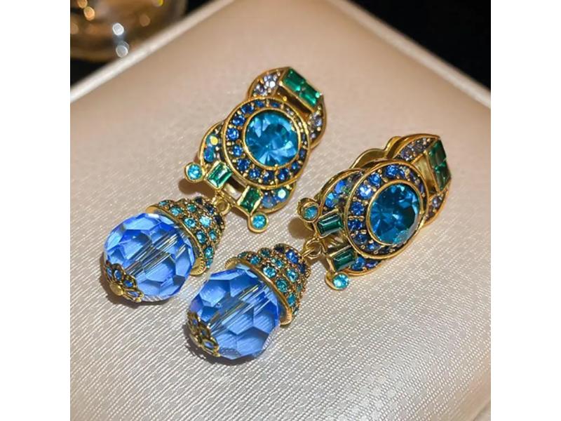 Σκουλαρίκια Blue Emerald Crystal Drops