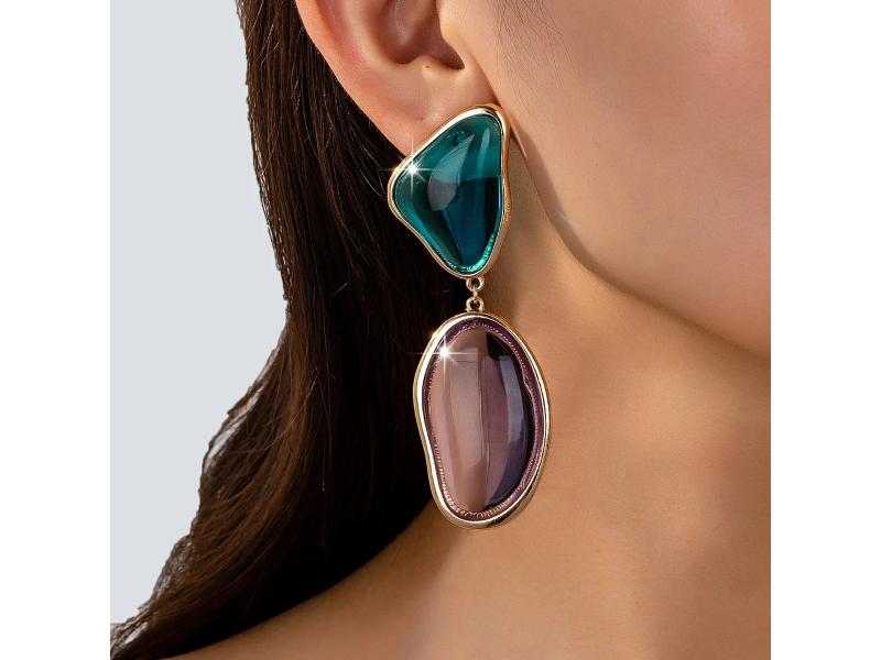 Σκουλαρίκια Emerald Amethyst Drop