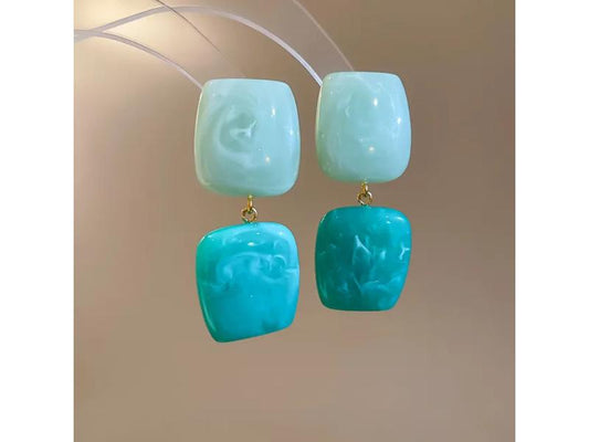 Σκουλαρίκια Square Drop Green Blue