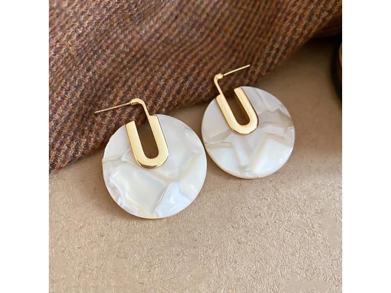 Σκουλαρίκια Round Acrylic Hoops Ivory