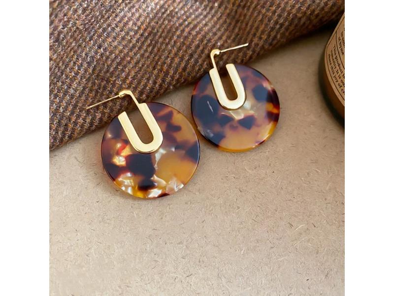 Σκουλαρίκια Round Acrylic Hoops Tortoise