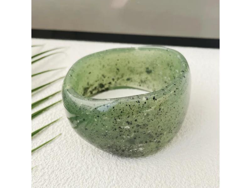 Βραχιόλι Oval Resin Green Speckle