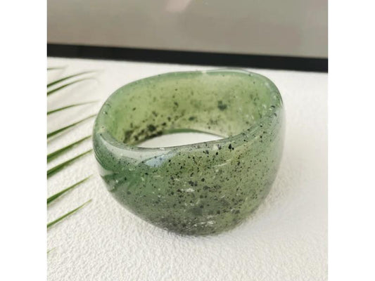 Βραχιόλι Oval Resin Green Speckle