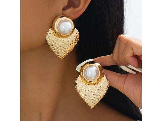 Σκουλαρίκια Gold Heart με Pearl Detail