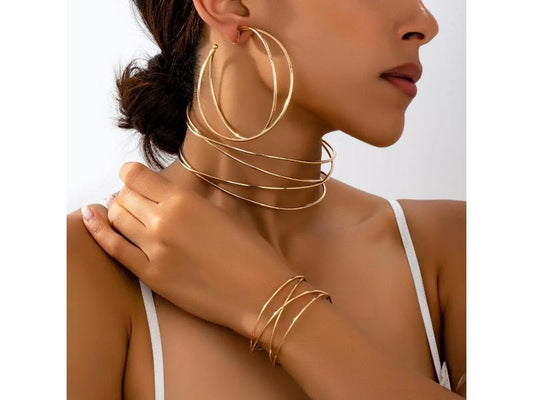 Σετ Κρίκοι & Choker Wave Gold