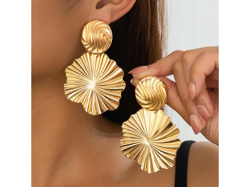 Σκουλαρίκια Gold Fan Texture