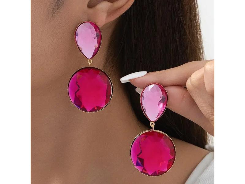 Σκουλαρίκια Pink Crystal Duo
