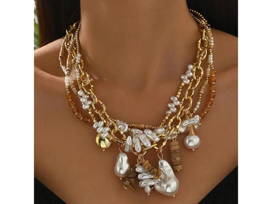 Κολιέ Layered Pearls Mixed