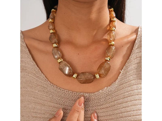 Κολιέ Μεγάλες Χάντρες Χρυσό