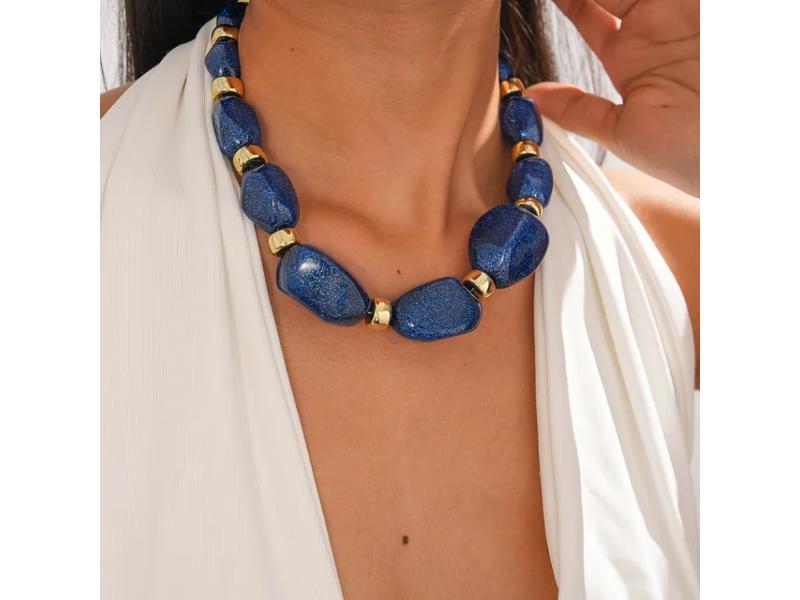 Κολιέ Μεγάλες Χάντρες Μπλε